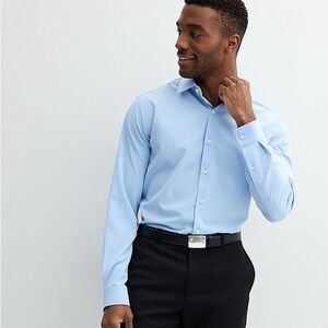 Kohl’s Men Performance Dress Blue Shirt New  Size M 15-15.5